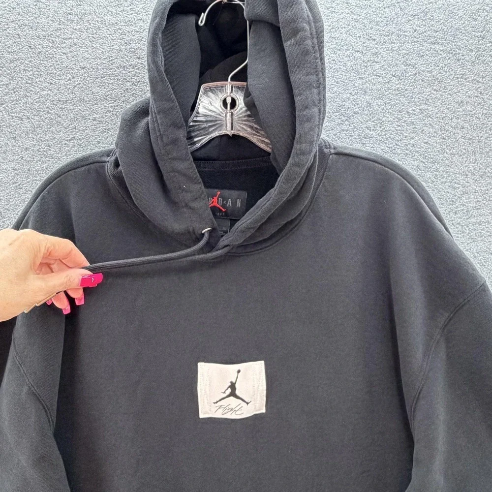 Jordan Hoodie Sweatshirt Mens XL Black Flight Fleece Kangaroo Pocket Pullover